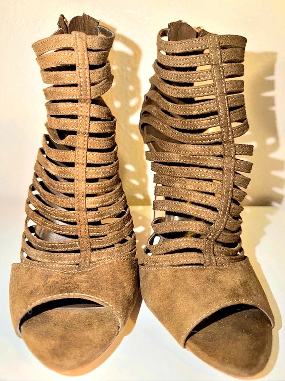 Zara Brown Open-Toe Strappy Heels US 7.5